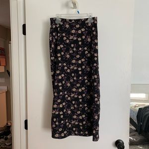 Black floral midi skirt